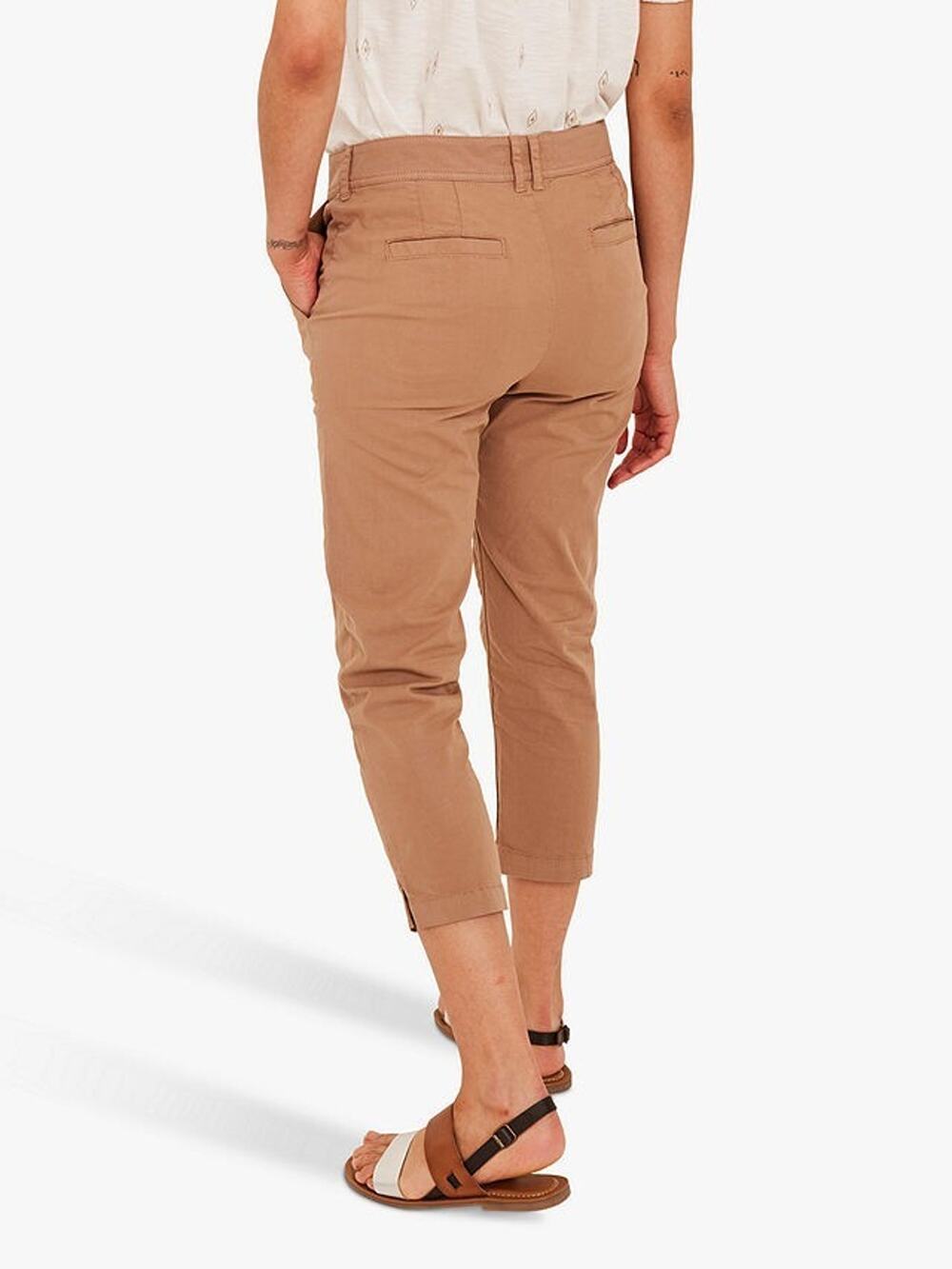 FAT FACE FARNHAM Chino Capris Pearwood Brown Cotton/Elastane Sz 14L NWT